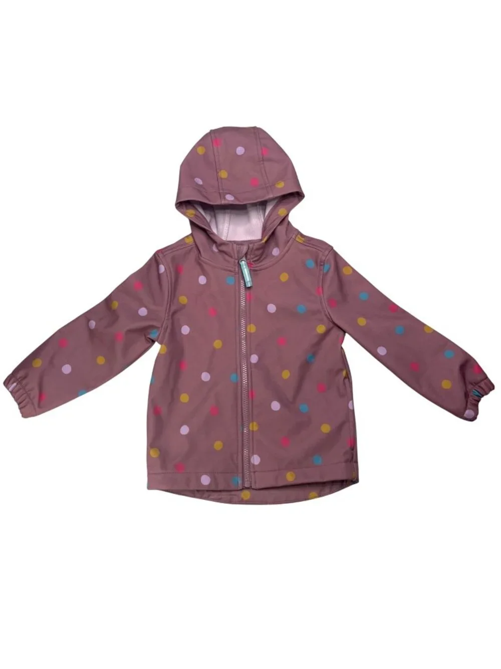 Cat & Jack 18M  Girls Pink Polka Dot Hooded Jacket Full Zipper & Fleece Lining